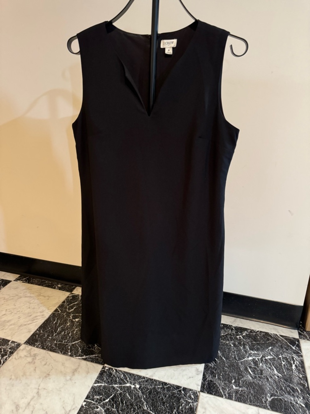 J. Crew Black Sheath Dress Size 8 Sleeveless V-Neck Career Cocktail Minimalist